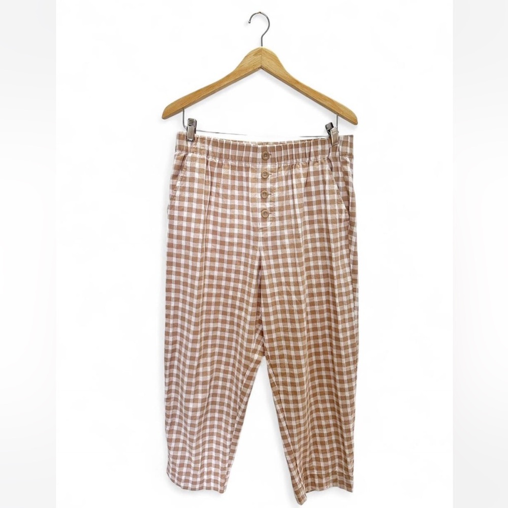 Loft Gingham High Rise Ankle Pants - Size Large